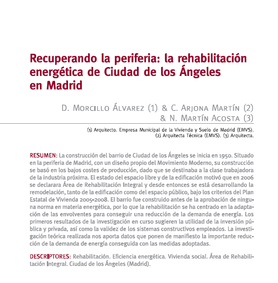 Recuperando la periferia: la rehabilitación energética de Ciudad de los Ángeles en Madrid